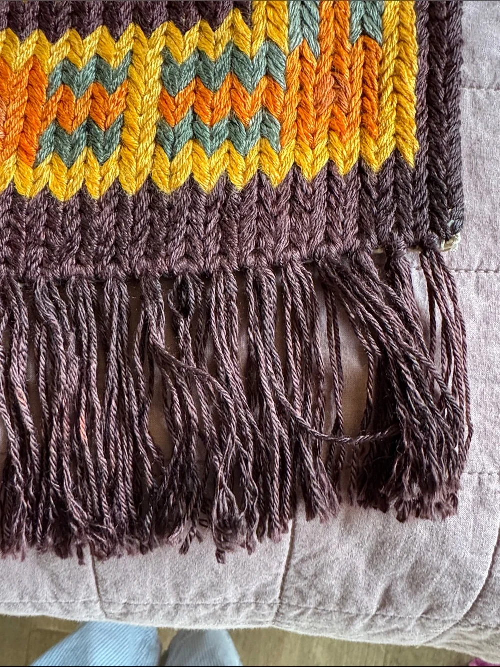 Vintage Handwoven Orange Geometric Wall Hanging